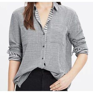 Madewell Women's Oversized Boyshirt Mini Gingham Check Button Up Top Size XS